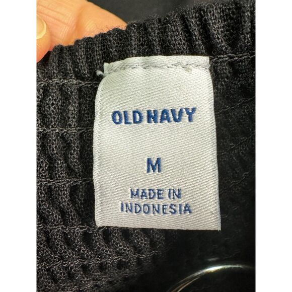 OLD NAVY Fit & Flare Linen Blend Black Smocked Back Ruffle Mini Dress - Picture 13 of 15